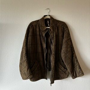 Free People Brown Bomber Jacket Corduroy Relaxed Fit